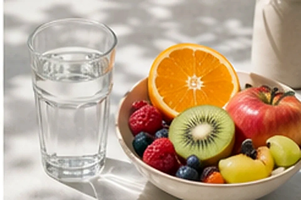 Water and fresh fruit related to Microneedling at Nadhira Cosmo Clinic, Avadi