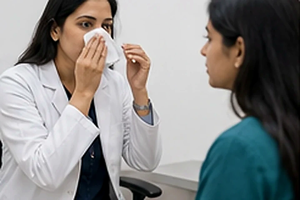 Nasal allergy counseling related to Glutathione IV at Nadhira Cosmo Clinic, Avadi