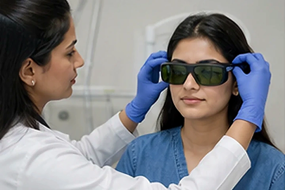 Protective eyewear preparation related to Feel Confident in Your Skin at Nadhira Cosmo Clinic, Avadi