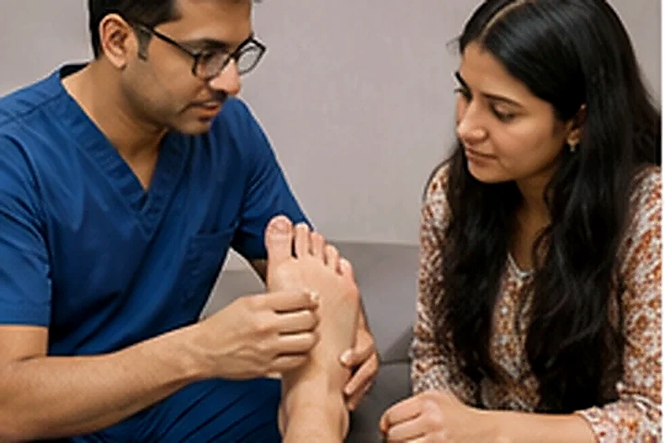 Foot and corn care counseling related to Ear Lobe Repair at Nadhira Cosmo Clinic, Avadi