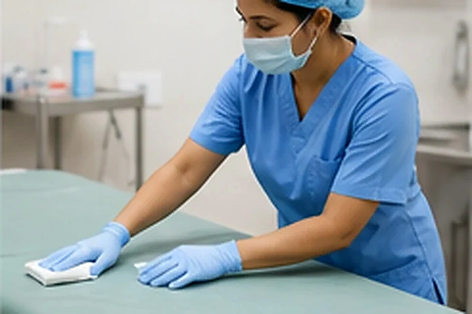 Nurse preparing procedure room related to Skin Tag Removal at Nadhira Cosmo Clinic, Avadi