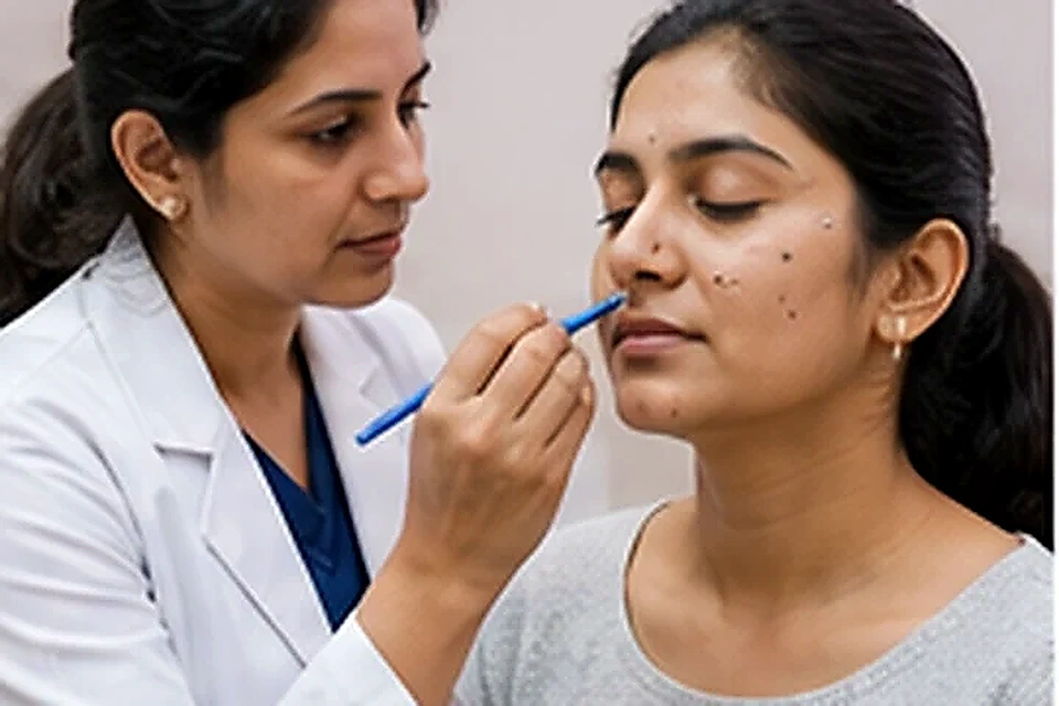 Skin marking for treatment related to Ingrown Toenail Surgery at Nadhira Cosmo Clinic, Avadi