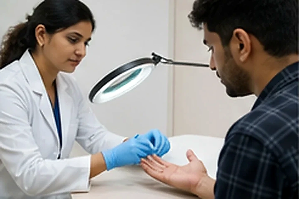 Wart examination related to Dermato Surgical Procedures at Nadhira Cosmo Clinic, Avadi